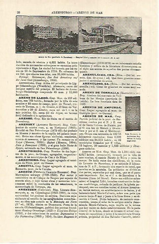 LAMINA ESPASA 12740: Hospital San Xifre y Estacion de Arenys de Mar Barcelona