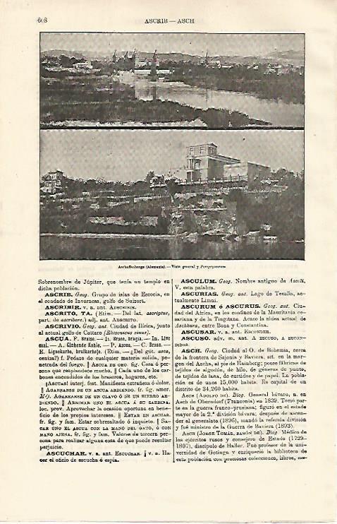 LAMINA ESPASA Alemania 12873: Vistas de Aschaffenburgo Alemania