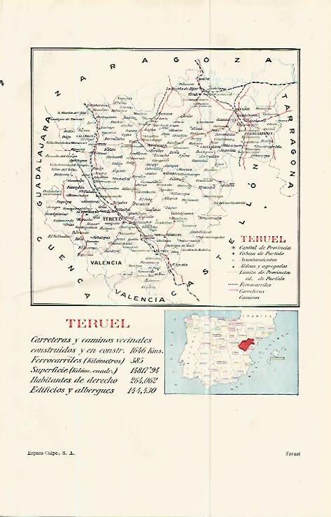 LAMINA ESPASA 13889:Mapa de la provincia de Teruel