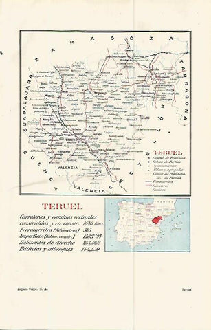 LAMINA ESPASA 13889:Mapa de la provincia de Teruel