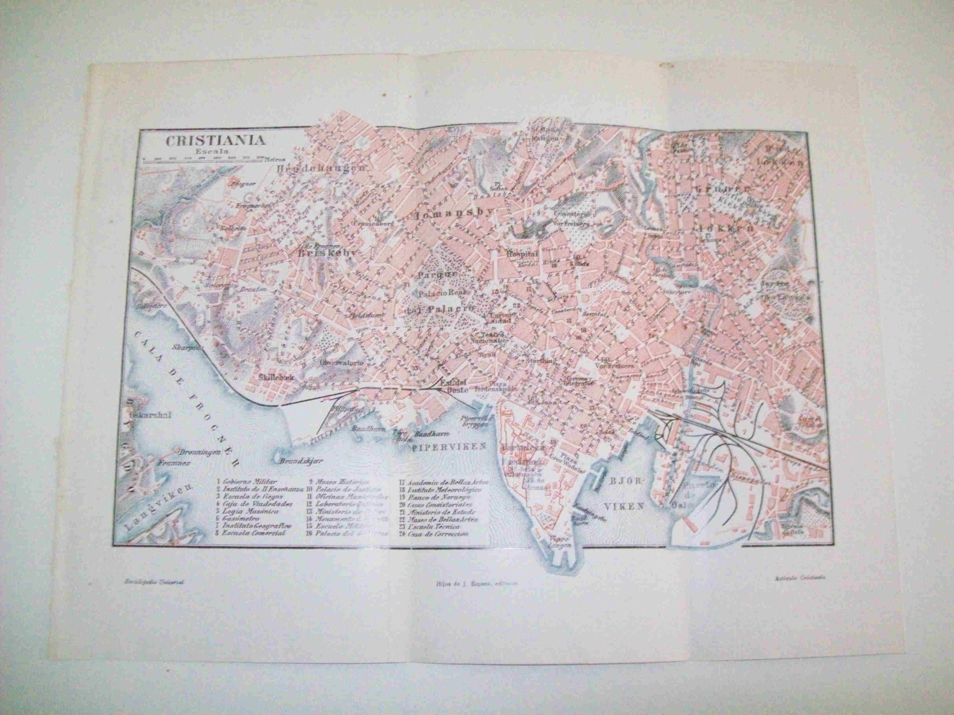 LAMINA ESPASA 14212: Mapa de Cristiania Noruega