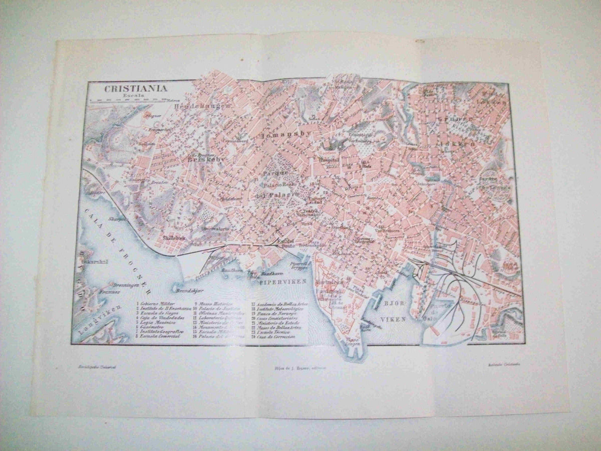 LAMINA ESPASA 14212: Mapa de Cristiania Noruega