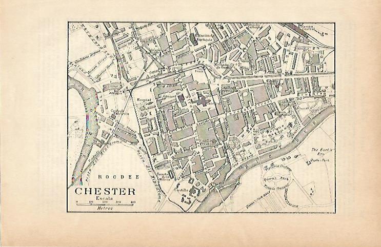 LAMINA ESPASA 1931: Plano de Chester Inglaterra