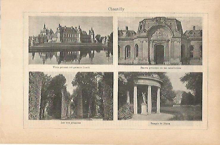 LAMINA ESPASA 14438: Vistas del Palacio de Chantilly