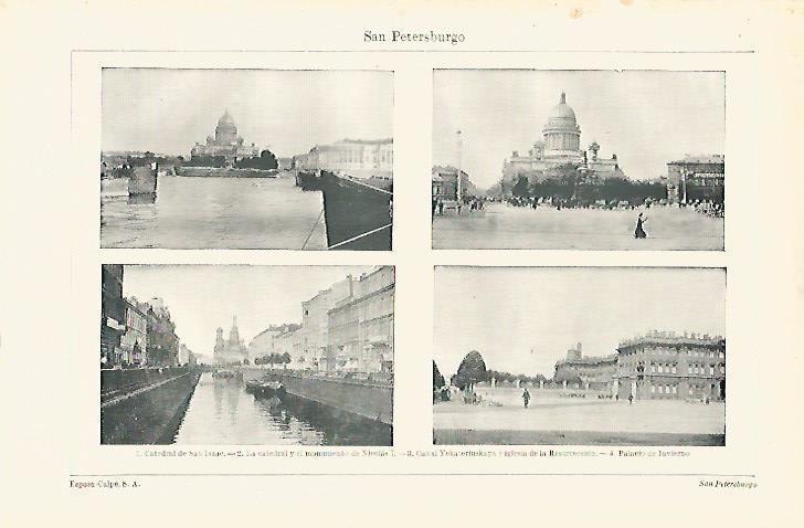 LAMINA ESPASA 18363: Catedral Canal y Palacio de Invierno en San Petersburgo Rusia