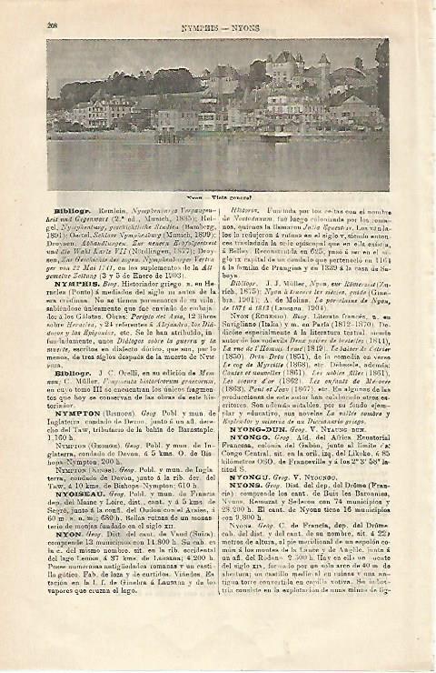 LAMINA ESPASA 21222: Vista de Nyon Suiza