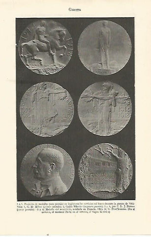 LAMINA ESPASA 21478: Proyectos de medallas de guerra