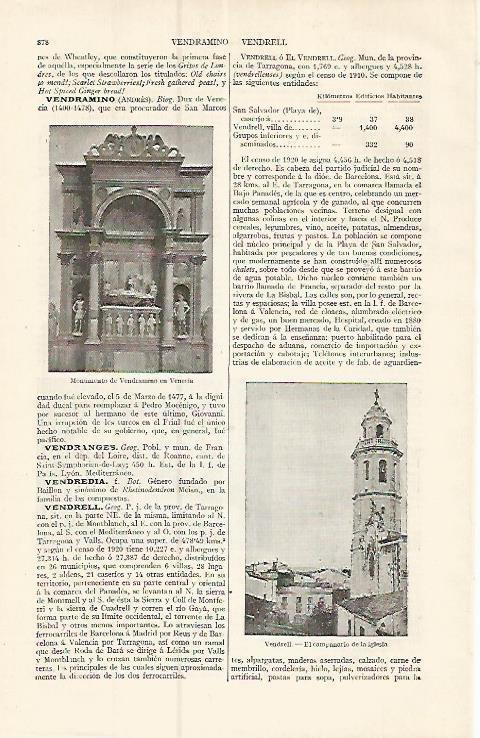 LAMINA ESPASA 17445: Iglesia del Vendrell Tarragona