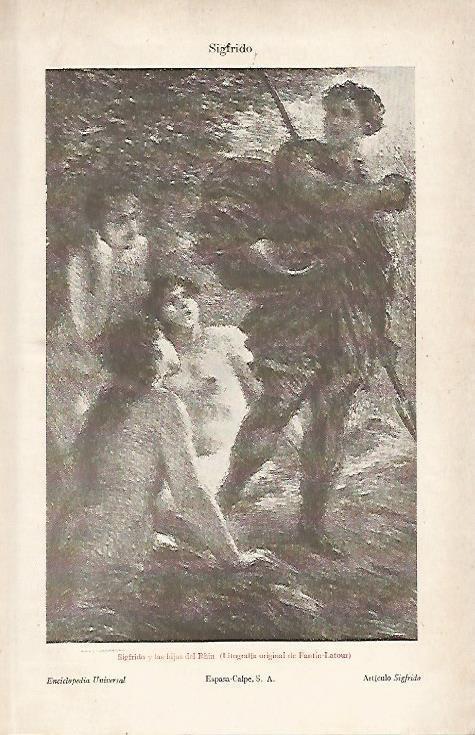 LAMINA ESPASA 2547: Sigfrido y las hijas del Rhin litografia de Fantin-Latour