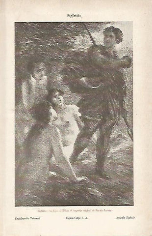 LAMINA ESPASA 2547: Sigfrido y las hijas del Rhin litografia de Fantin-Latour