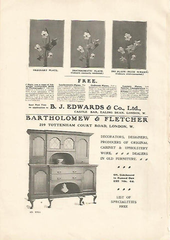 LAMINA PUBLICITARIA 7056:  Bartholomew & Fletcher de Londres