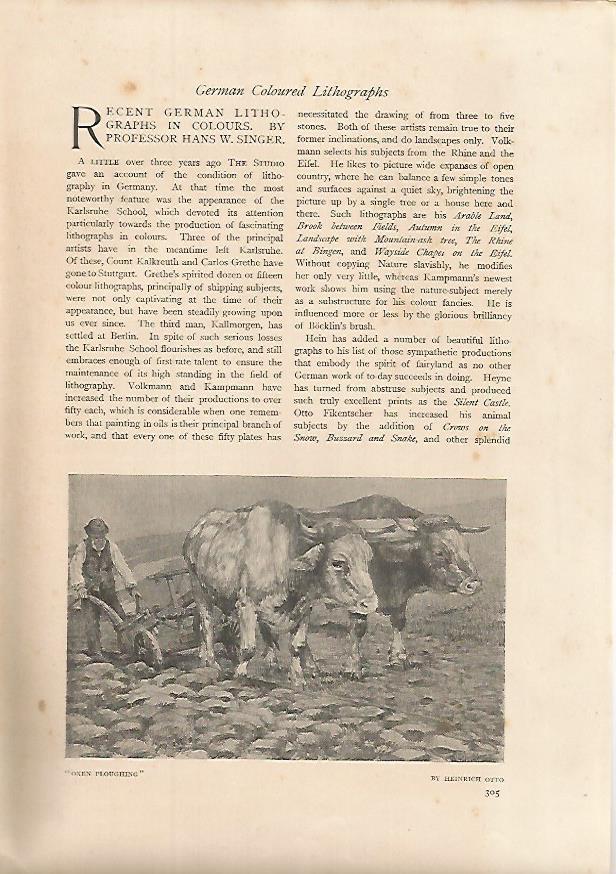 LAMINA 7072: Oxen Ploughin por H. Otto