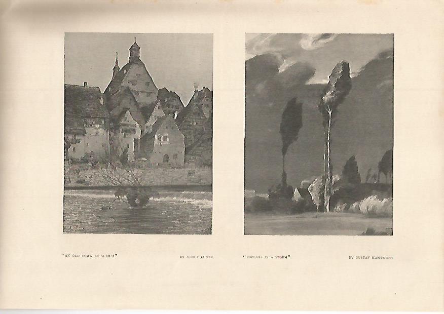 LAMINA 7073: An old town in Suabia por A. Luntz y Poplars in a storm por G. Kampmann