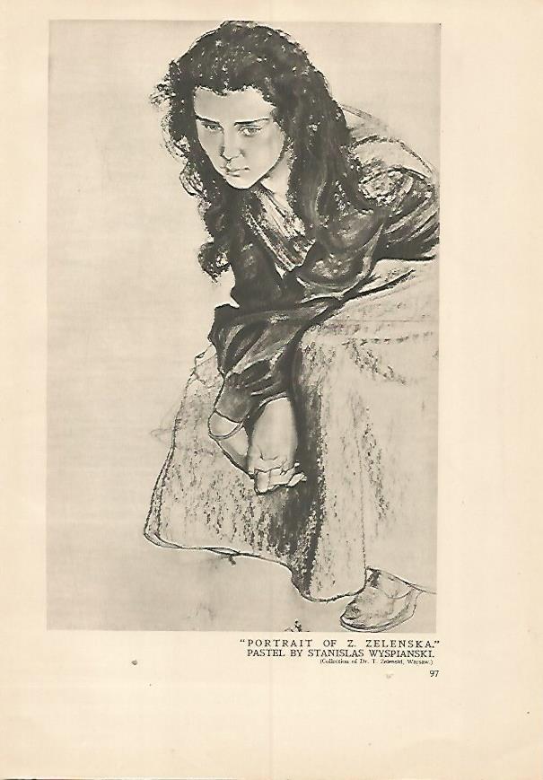 LAMINA 7177: Retrato de Z. Zelenska por S. Wyspiansky