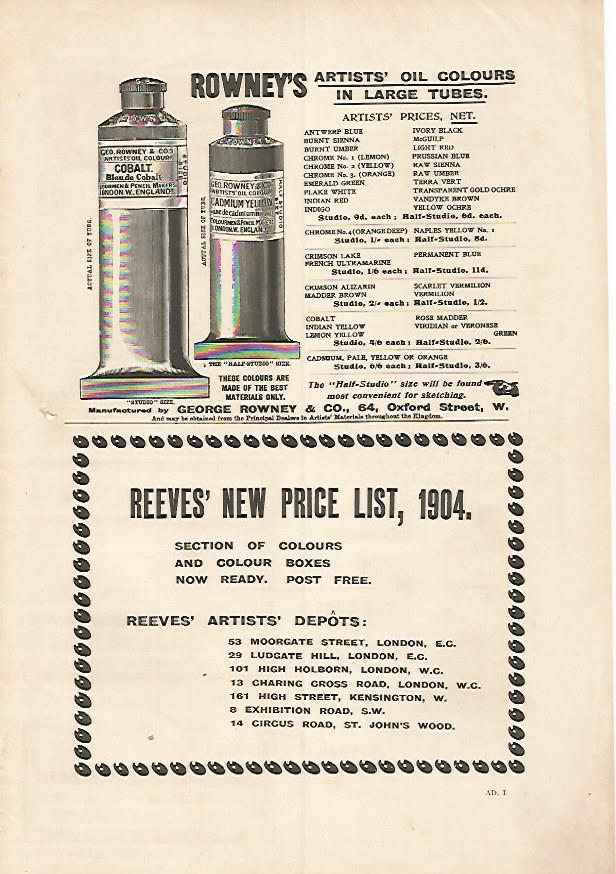 LAMINA PUBLICITARIA 7203: Rowneys Artists oil colours