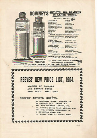 LAMINA PUBLICITARIA 7203: Rowneys Artists oil colours
