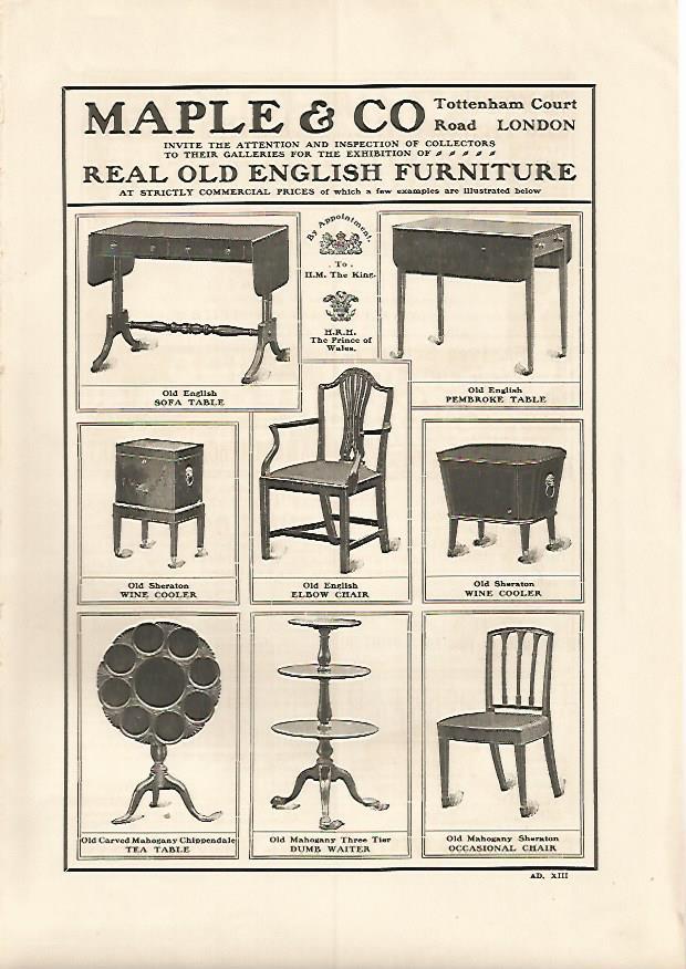LAMINA PUBLICITARIA 7209: Maple &Co. Real Old English Furniture