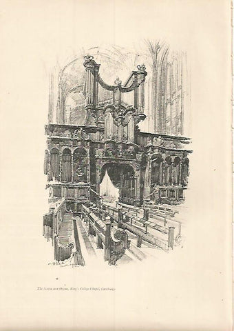 LAMINA 7225: The Screen and Organ of Cambridge por Bailey
