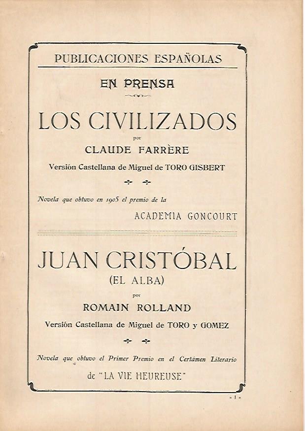 LAMINA PUBLICITARIA 7309: Publicaciones españolas. Los Civilizados y Juan Cristobal