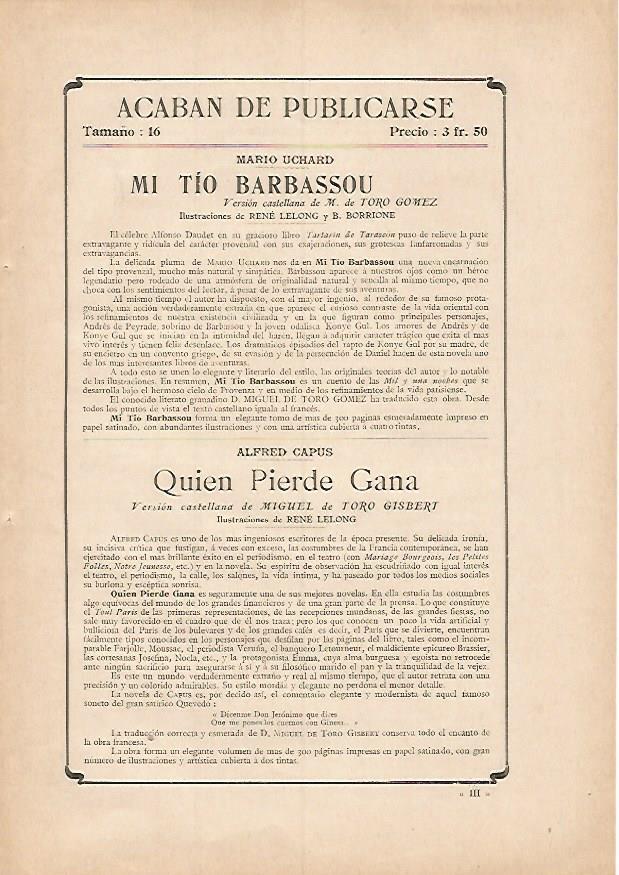 LAMINA PUBLICITARIA 7310: Mi tio Barbassou y Quien pierde gana