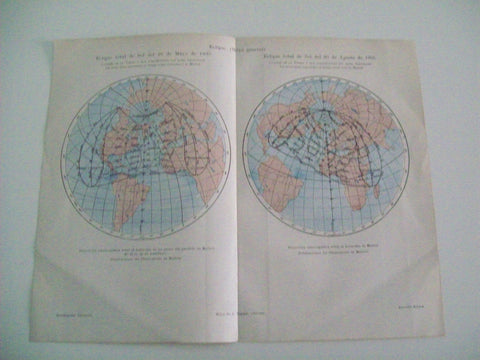 LAMINA ESPASA 3224: Mapa general del eclipe solar del 28 de mayo de 1900 y del 30 de agosto de 1905