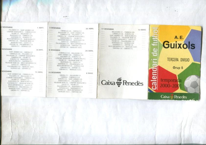 Calendario de Futbol tercera division grupo 5, temporada 2000-2001