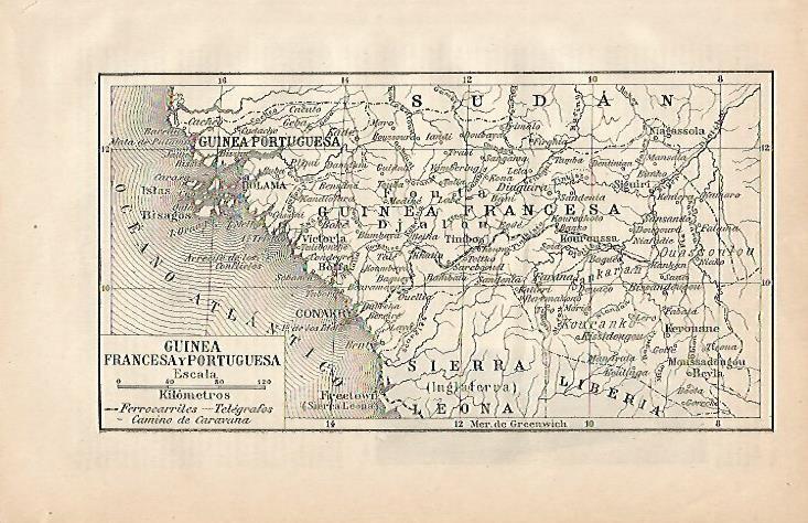 LAMINA ESPASA 482: Mapa de Guinea francesa y portuguesa