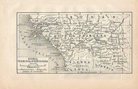 LAMINA ESPASA 482: Mapa de Guinea francesa y portuguesa