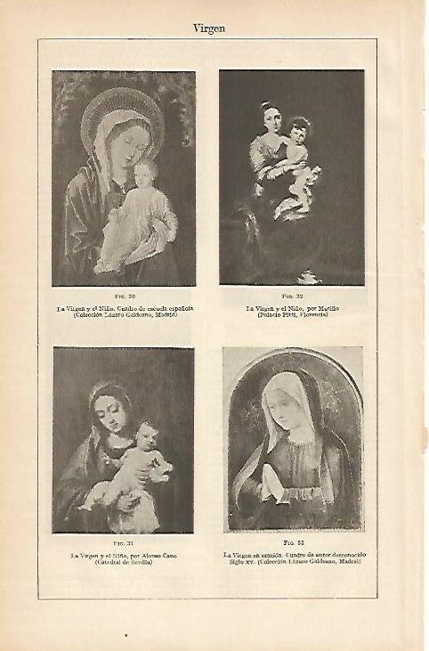 LAMINA ESPASA 4090: La Virgen y el Niño por Murillo Alonso Cano y autores desconocidos