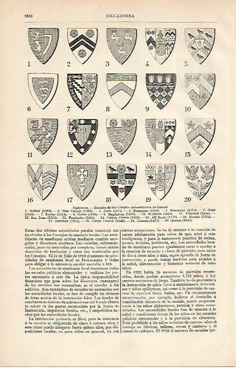LAMINA ESPASA 4605: Escudos de los Colegios de Oxford