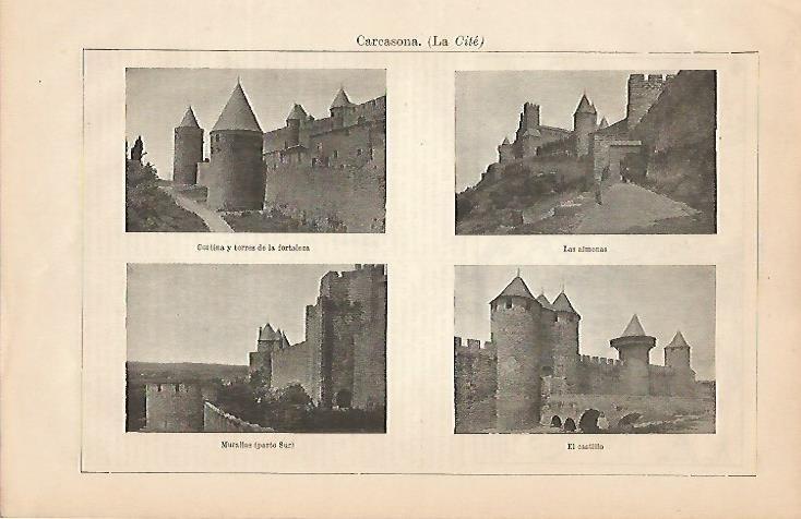 LAMINA ESPASA 4300: Vistas de Carcassone Francia