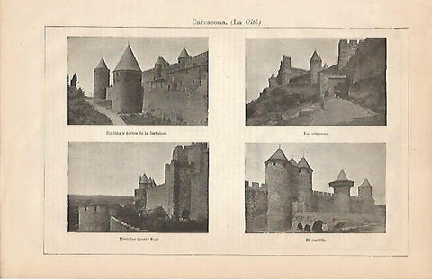 LAMINA ESPASA 4300: Vistas de Carcassone Francia