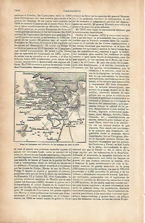 LAMINA ESPASA 4391: Plano de Cartagena de 1873