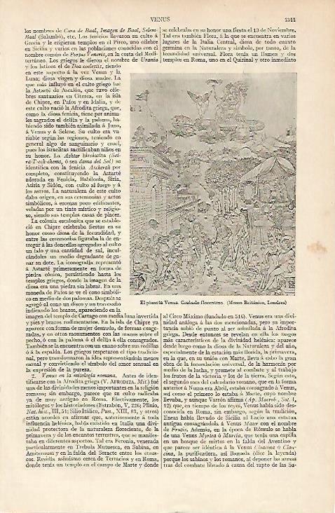LAMINA ESPASA 6046: El planeta Venus. Grabado de Florencia