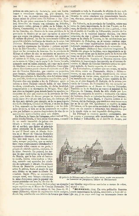 LAMINA ESPASA 8184: Palacio de Blerancourt acuarela de Tavernier de Junquieres