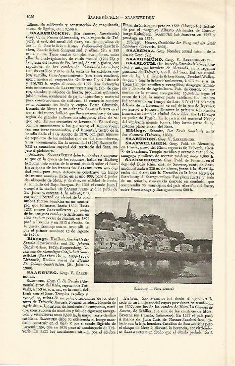 LAMINA ESPASA Alemania 17110: Vista de Saarburg Alemania