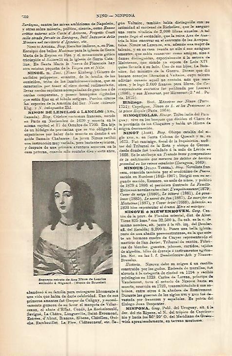 LAMINA ESPASA 9487: Retrato de Ana Ninon de Lenclos por Miguard