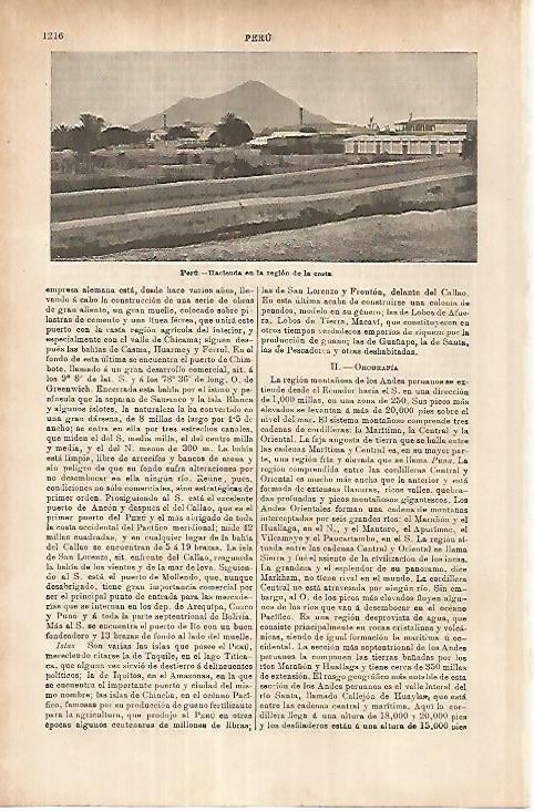 LAMINA ESPASA 18063: Hacienda en Peru