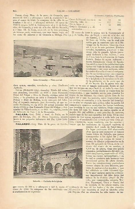 LAMINA ESPASA 18165: Vistas de Salar (Granada) y Salardu