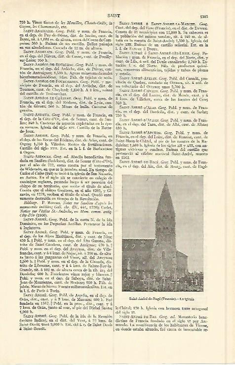 LAMINA ESPASA 17163: Iglesia de Saint Andre de Bage Francia
