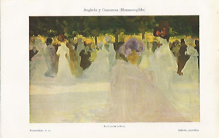 LAMINA ESPASA 19058: En el jardin de Paris por Anglada y Camarasa