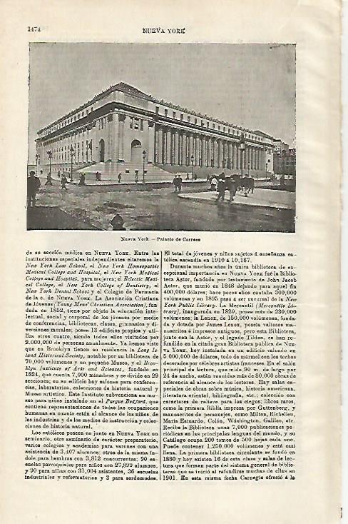 LAMINA ESPASA 20329: Palacio de Correos de Nueva York