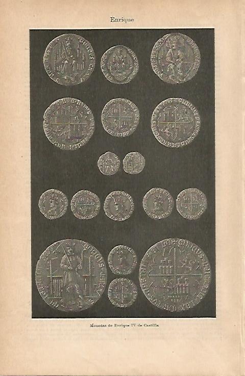LAMINA ESPASA 18773: Monedas de Enrique IV de Castilla