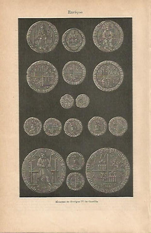 LAMINA ESPASA 18773: Monedas de Enrique IV de Castilla