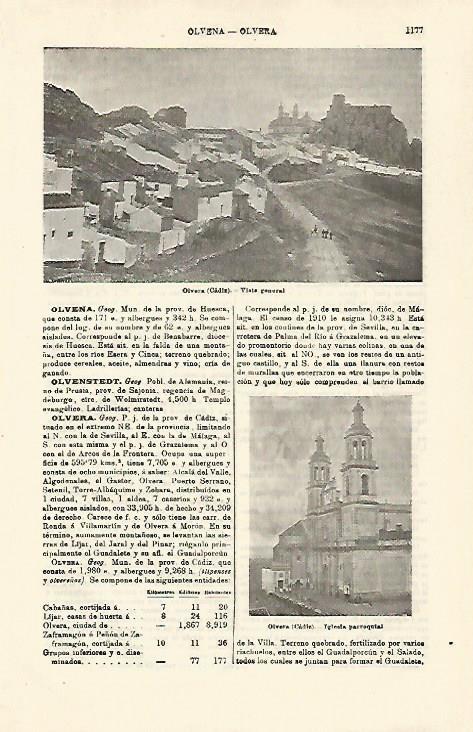 LAMINA ESPASA 21392: Vista de Olivera Cadiz