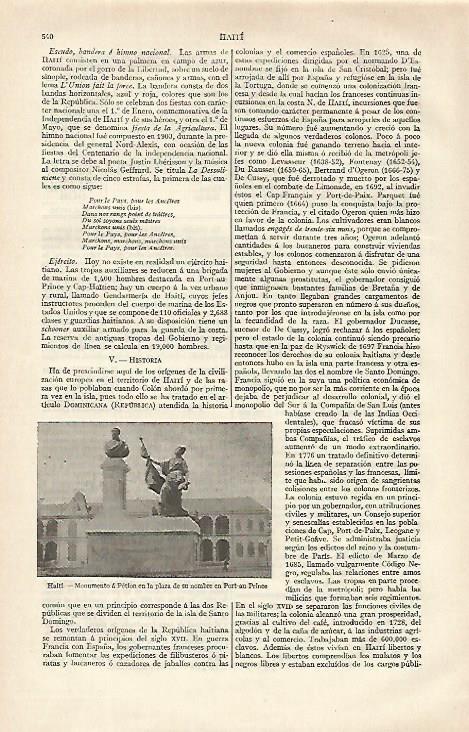 LAMINA ESPASA 21541: Monumento a Petion en Puerto Principe Haiti