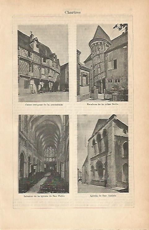 LAMINA ESPASA 1906: Imagenes de Chartres Francia