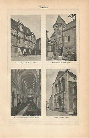 LAMINA ESPASA 1906: Imagenes de Chartres Francia