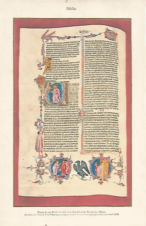 LAMINA ESPASA 22227: Pagina de una Biblia del siglo XIII