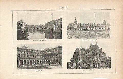 LAMINA ESPASA 22255: Plaza Nueva Diputacion y Puente de San Francisco de Bilbao
